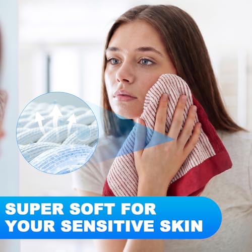 INFICRIME 100% Cotton Washcloths for Face & Body - 3 Pack (Red, Blue, Green)