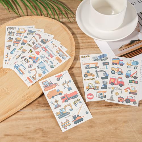Cars and Trucks Temporary Tattoos for Kids 10 Sheets Construction Vehicle Party Favors