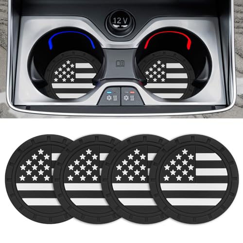 American Flag Car Cup Holder Coasters - 4 Pack, 2.75 Inch Anti-Slip