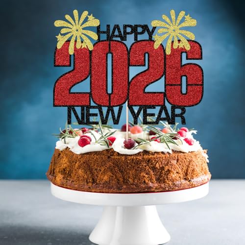 Happy New Year 2026 Cake Topper Star Eve Party Decoration Supplies