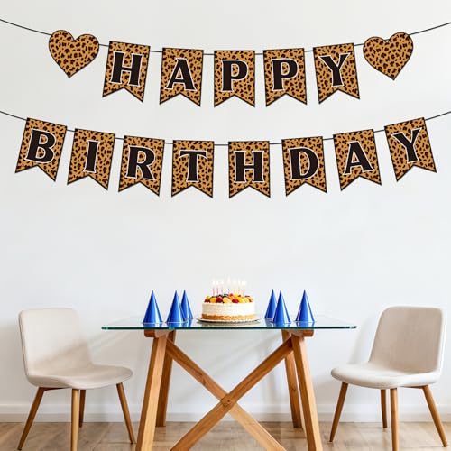 Leopard Print Happy Birthday Banner - Black Birthday Decor