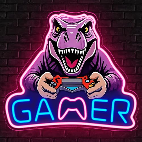 Dinosaur Neon Sign T-Rex LED Wall Light for Room Decor - T-Rex Game Variation