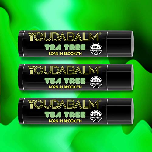 You Da Balm Organic Lip Balm Tea Tree - 100% Natural Moisturizer for Dry Cracked Lips 3 Pack