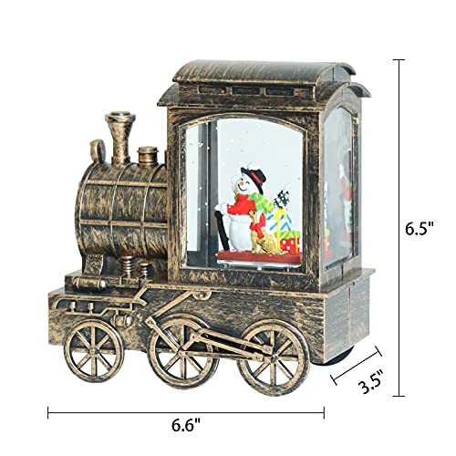 Train Snow Globe Lighted Christmas Snowman Scene with Music & Timer - Wondise