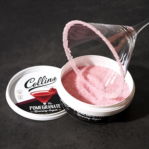 Collins Pomegranate Rimming Sugar - Tangy Cocktail Garnish, 4 oz