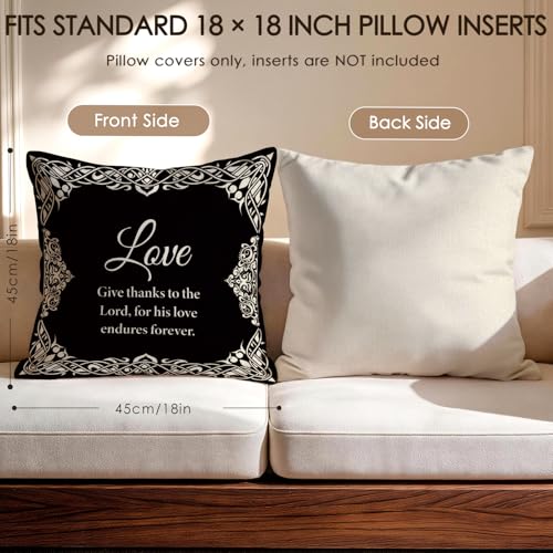 Black & White Bible Verse Throw Pillow Covers 18x18 in Set of 4
