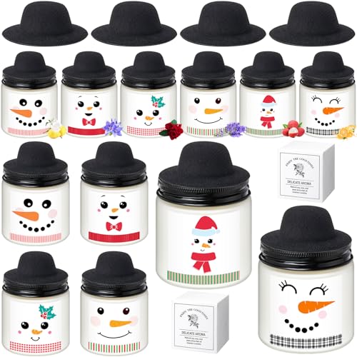 Christmas Snowman Candles Set - 24 Pcs Holiday Gift with Mini Hats