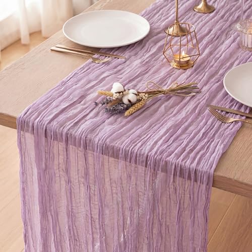 Lilac Purple Cheesecloth Table Runner 120 Inch Boho Wedding Decor - 8 Pack