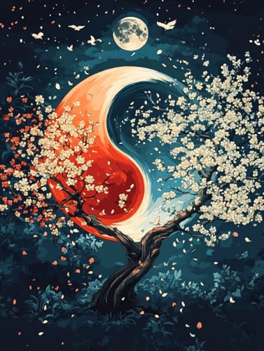 5D DIY Tree Diamond Art Kit - Yin Yang Blossom Canvas 12x16"