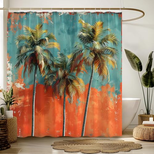 Tropical Palm Tree Shower Curtain 71" x 71" with Hooks