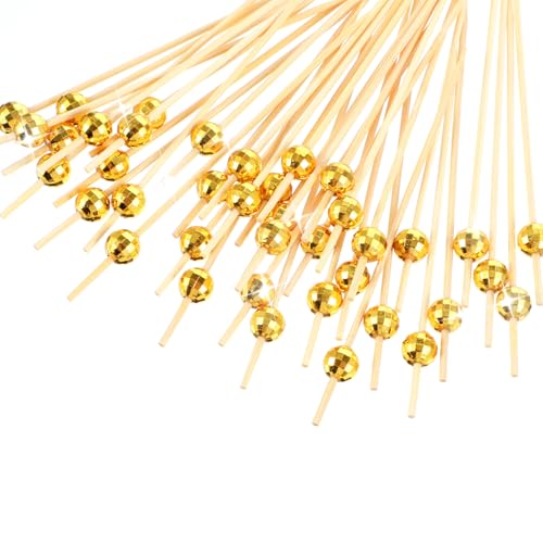 Mabor 100Pcs Gold Disco Ball Cocktail Picks for Appetizers
