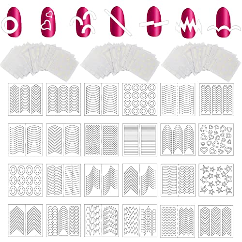 WOKOTO 72 Sheets French Nail Sticker Guides Assorted Designs