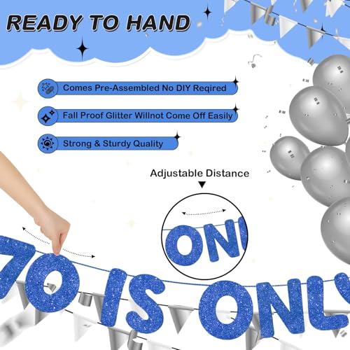 Fulmoon 70th Birthday Banner - 70 Is Only 21 in Celsius, Pre-Strung Glitter Decoration