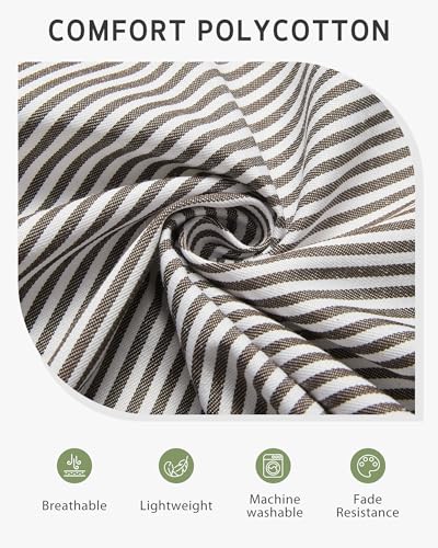 Syntus Adjustable Kitchen Apron - 2 Pack, Polycotton Stripe, Black & Brown