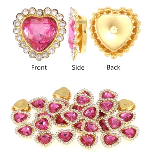 10mm Heart Sew-On Glass Rhinestones - 30PCS Rose Red Gems