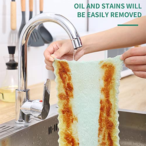 Bessrung Green 20 Pack Microfiber Kitchen Dish Cloths Absorbent & Reusable