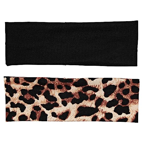 Red by Kiss Wide Stretchy Headbands for Women 2-Pack - Black & Leopard
