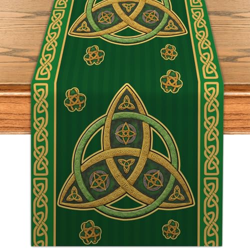 St. Patrick's Day Table Runner - 13x72 Inch Shamrock Decor
