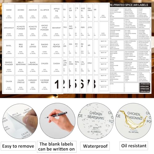 256 Waterproof Spice Labels - Minimalist White Jar Stickers