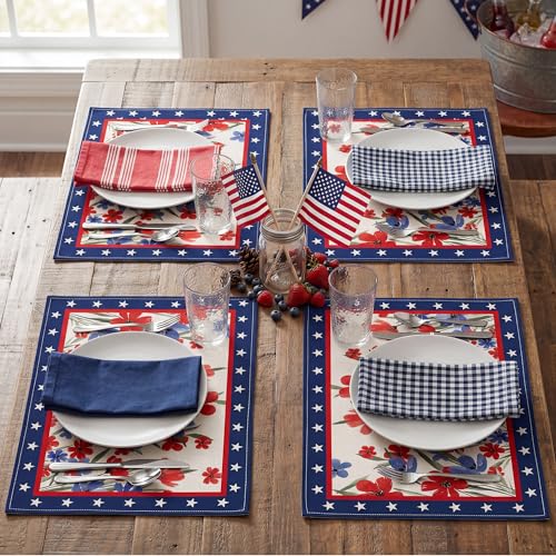 Patriotic Floral Placemats for 250th Anniversary | Set of 4