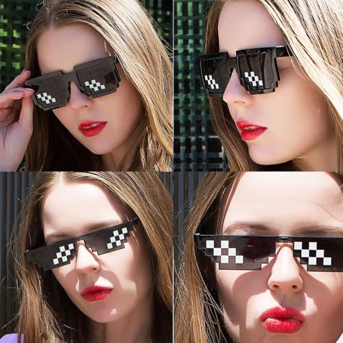 Seodondm Thug Life Pixel Mosaic Sunglasses 3 Pack - Novelty Photo Props for Parties