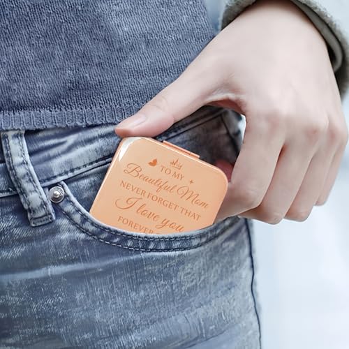 GLINTZ Personalized Rose Gold Compact Mirror for Mom – Engraved Travel Pocket Makeup Mirror