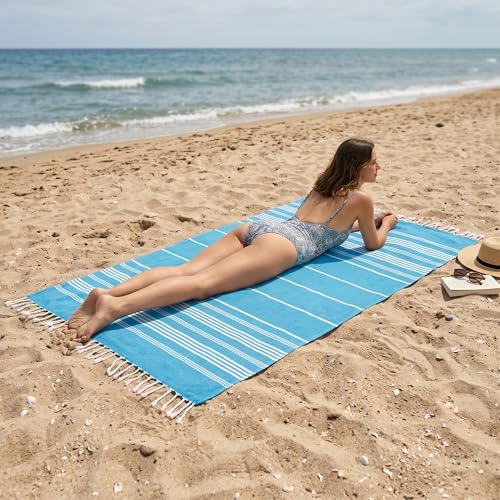 Oversized Turkish Beach Towel - 38x70 inch Quick Dry Sultan Design
