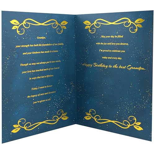Elegant Grandpa Birthday Card with Gold Foil Message - Heartfelt Tribute