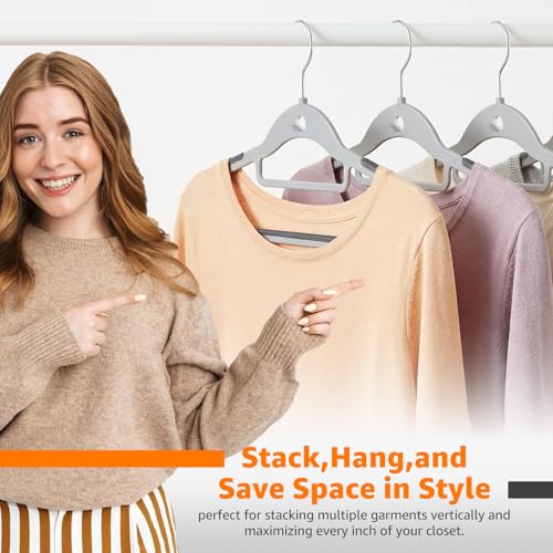 Milano Home 10-Pack Slim Cascading Plastic Hangers - Grey Non-Slip Design