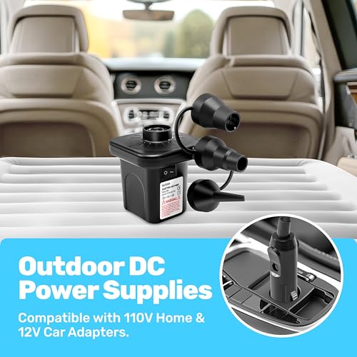 SLOOSH Electric Air Pump for Inflatables - Quick-Fill Inflator with 3 Nozzles