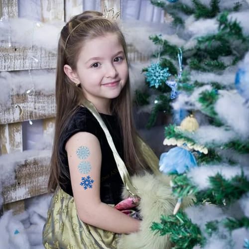 Glitter Snowflake Temporary Tattoos, 48PCS Winter Body Stickers