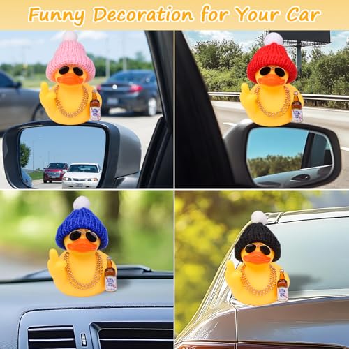 Rubber Duck Car Ornament with Accessories - 3.7in Dashboard Decor