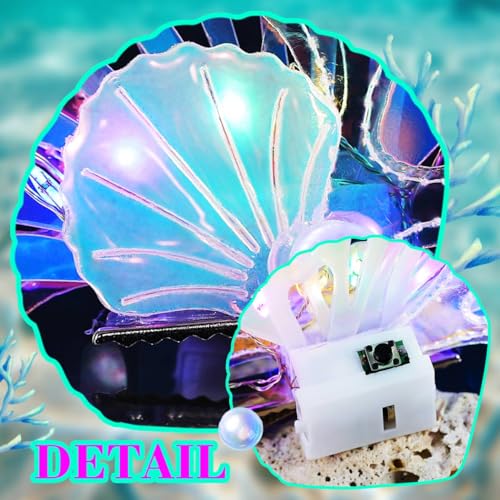 JEAIRTS LED Light Up Mermaid Shell Hair Clips for Women