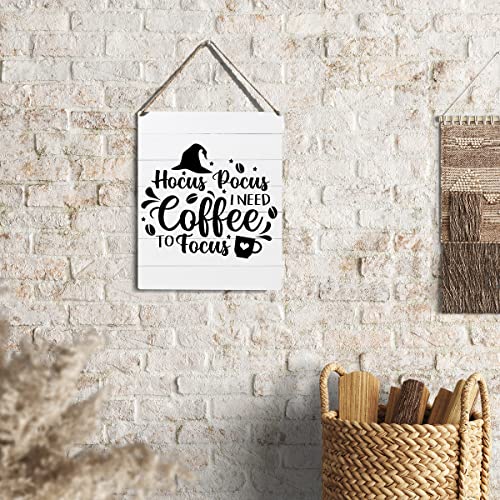 Funny 'I Need Coffee to Focus' Wooden Wall Sign - 10x8 Rustic Decor