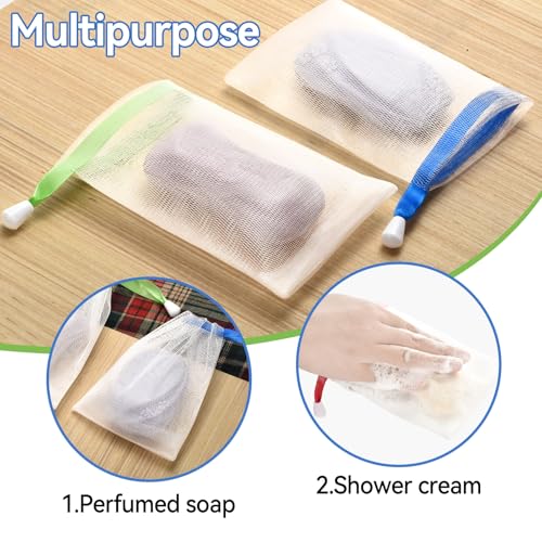 10-Pack Mesh Soap Saver Bag and Exfoliating Pouch with Drawstring