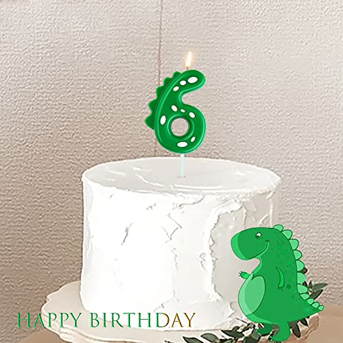 Dinosaur Birthday Candle - Green Number 7 for Cake Decoration