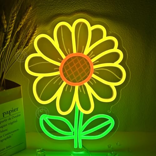 Sunflower LED Neon Light Sign Kids Room Wall Decor - Yellow, Orange, Green