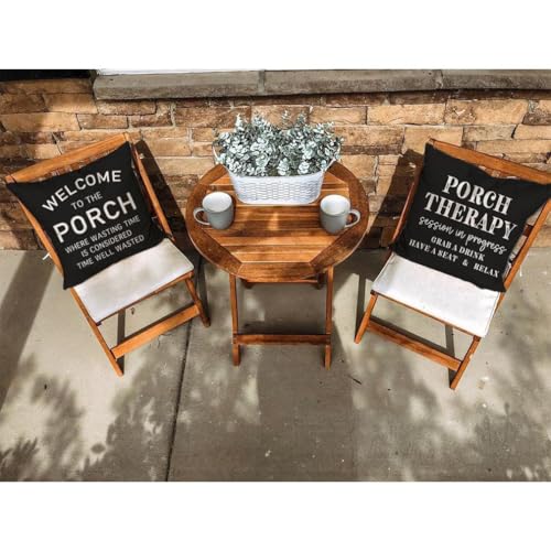 Farmhouse Throw Pillow Cover 18x18 Black - Welcome to the Porch
