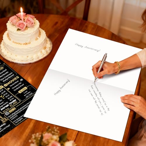 VivaGem 21st Anniversary Jumbo Card with Envelope, Giant 14x22 Inch Retro Black and Gold Signatures Keepsake Gift for Wife Husband