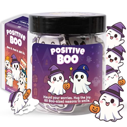 Positive Boo Jar - 60 Cute Ghost Affirmation Cards for Halloween