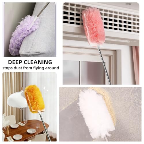 GMLRKY Pink Heavy Duty Duster Kit with 10 Refills & 3FT Handle