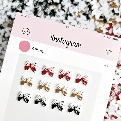 150Pcs 3D Bow Nail Charms - Polka Dot Ribbon Bowknot Rhinestones for Acrylic Nails