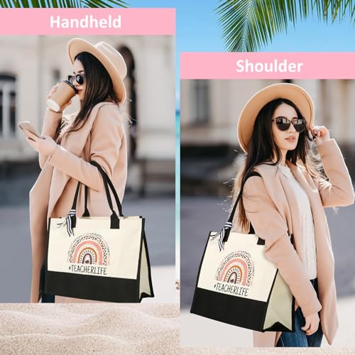 Tecanne Teacher Tote Bag with Matching Makeup Bag - Appreciation Gift Set
