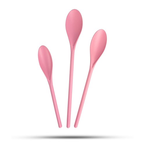 Crisp 3 Piece Poly Mixing Spoon Set - Durable Kitchenware Cooking Spoons - Kitchen Spoons - Dishwasher Safe & Mixing Stirring Spoon For Kitchen - Made in the USA - Pink
