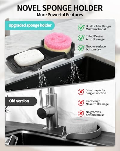 2-in-1 Silicone Sponge & Soap Holder with Drain Tray - Kitchen & Bathroom Organizer