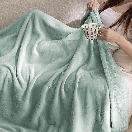 Bedsure Sage Green Fleece Throw Blanket 50x60 Inches - Soft Lightweight Plush Cozy Bed Couch Blanket