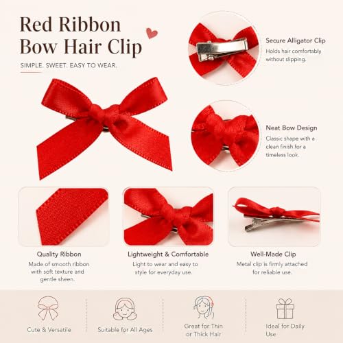 Uozksor Satin Bow Hair Clips 20 Pcs, 1.57 Inch Mini Duckbill Barrettes