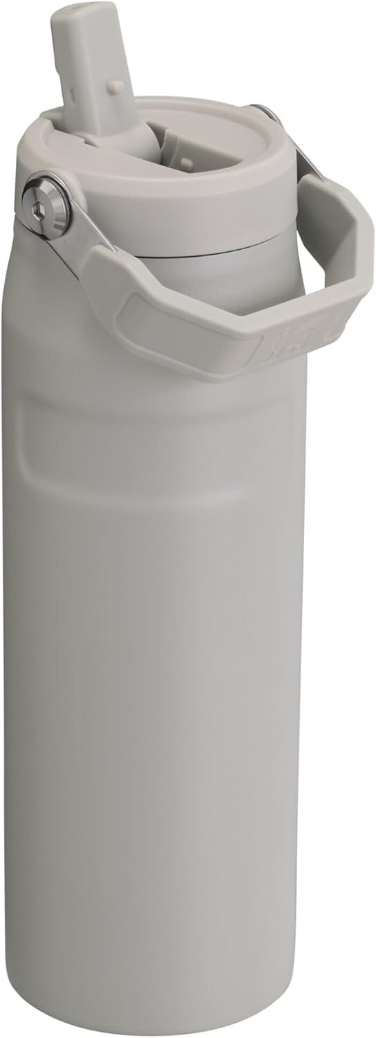 Stanley IceFlow Water Bottle 24 OZ - Insulated Stainless Steel with Built-In Straw | Lightweight & Leak-Resistant | Ash