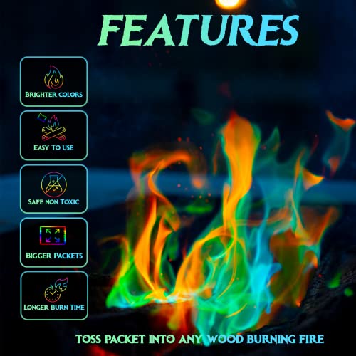 Enchanted Flames Fire Color Changing Packets, 12 Count for Campfires & Fire Pits
