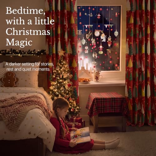 NICETOWN Red Christmas Cafe Curtains 29x36 Inches - 2 Panels, Rod Pocket